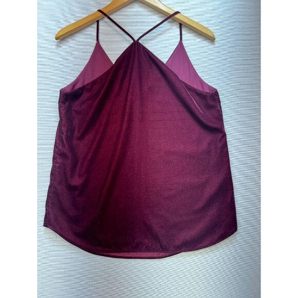 Loft Womens Velvet Strappy Cami Tank Top Size M Burgundy V-Neck Chic Summer - Picture 11 of 13